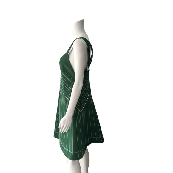 $2,890 Valentino Garavani Dark Green Pleated Stretch Ponte Dress Size 4 - Picture 5 of 10